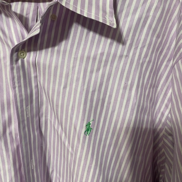 RALPH LAUREN purple and white striped long sleeve collared button down shirt XXL - Picture 2 of 6